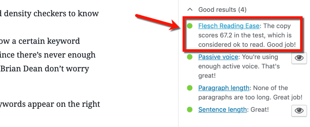 Flesch Reading Ease Score Yoast SEO