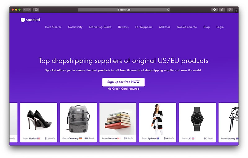 How to dropship with shopify-spocket homepage
