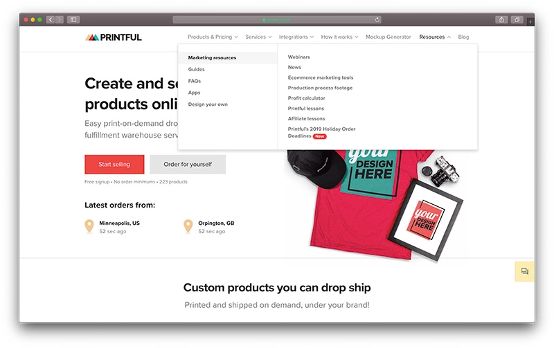 How to dropship with shopify-printed homepage