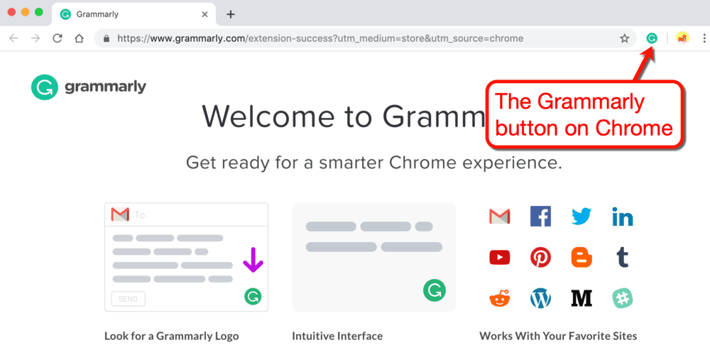 Menu Chrome Grammarly