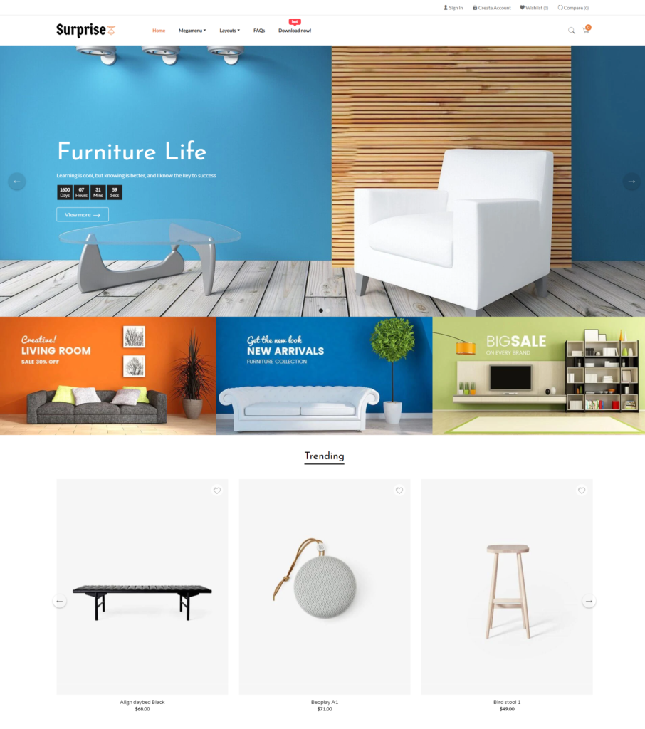 Sorpresa - los mejores temas gratuitos de Shopify