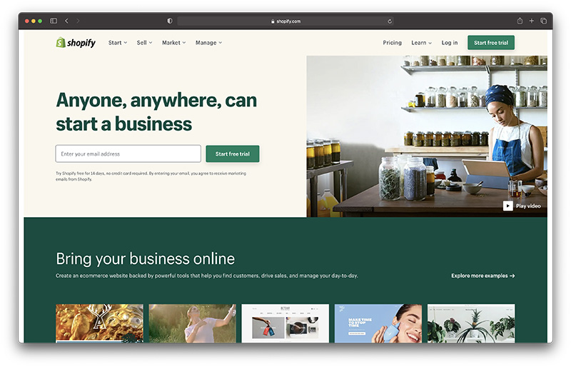 pagina de pornire shopify - shopify vs amazon