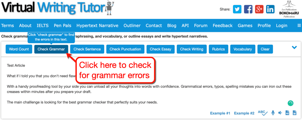Tutor di scrittura virtuale Controlla la grammatica