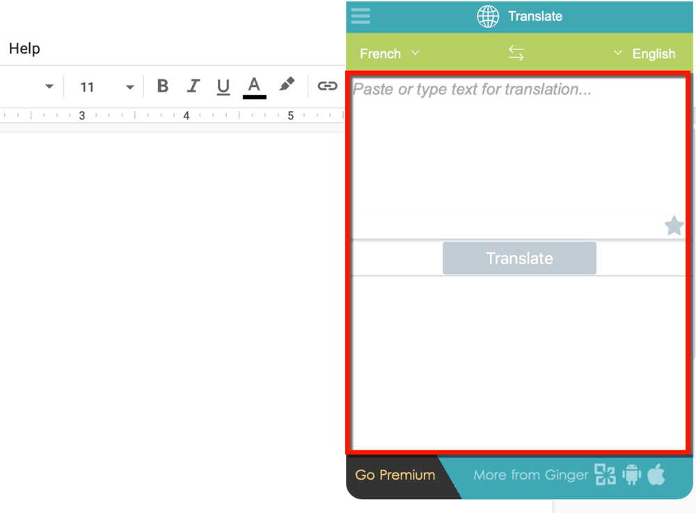 Traduttore di estensioni Web Ginger