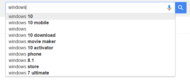 sugestie automată google