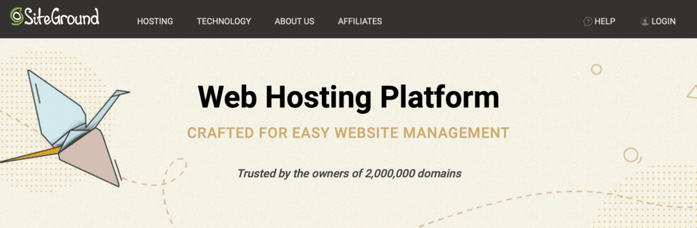 Home page di hosting di SiteGround