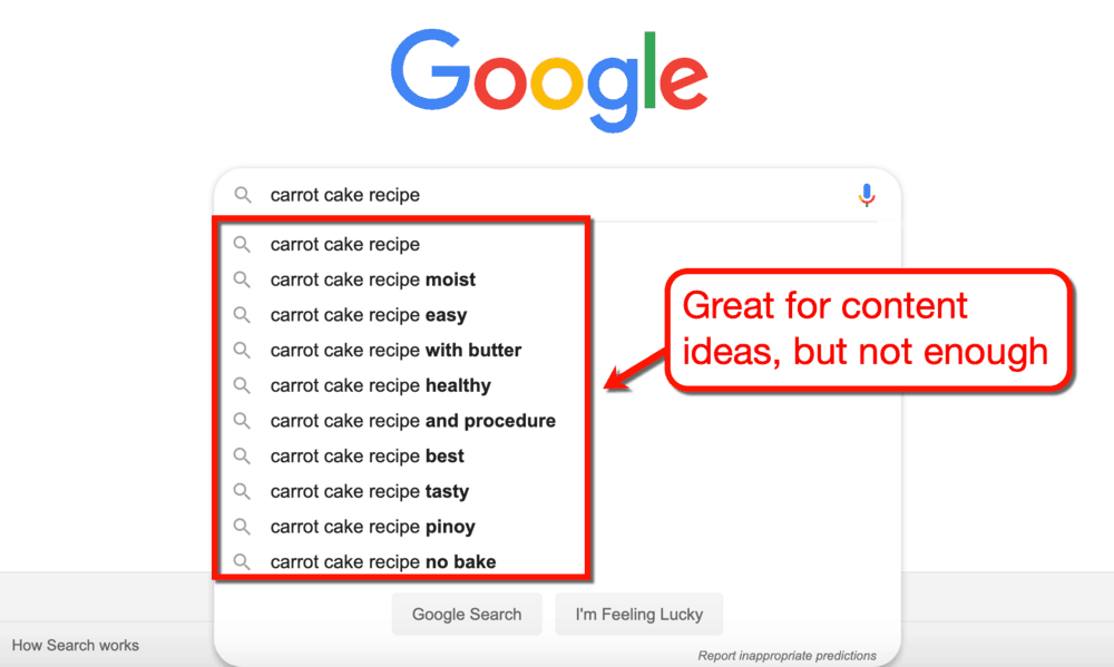 คำแนะนำการเติมข้อความอัตโนมัติของ Google