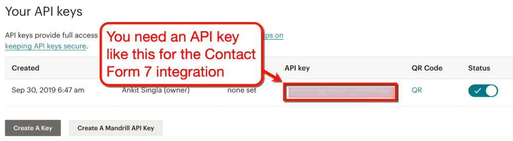 Ключ AMPI MailChimp