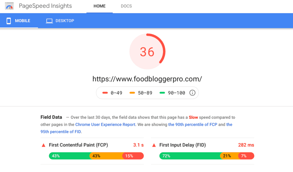 Food Blogger Pro移動性能