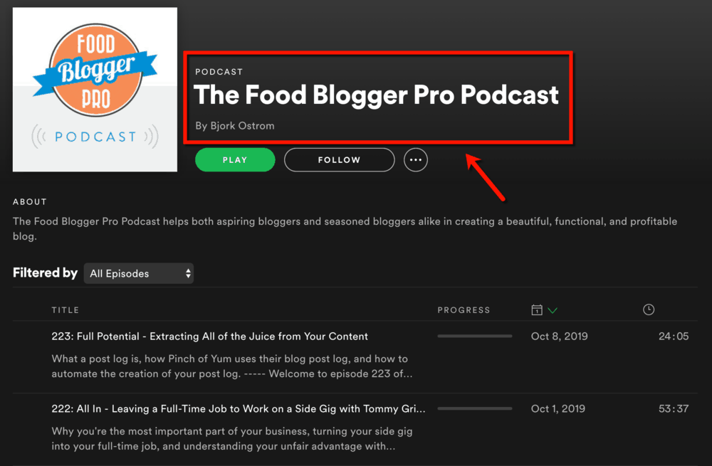 Podcast Food Blogger Pro na Spotify