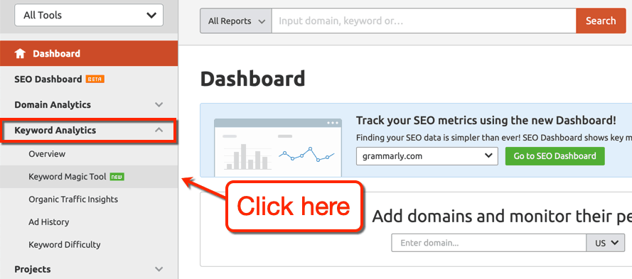 Инструмент SEMrush Keyword Magic