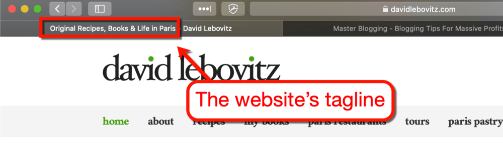Tagline del sito web di David Lebovitz