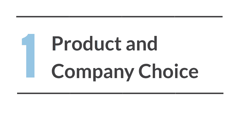 제품 및 회사 선택