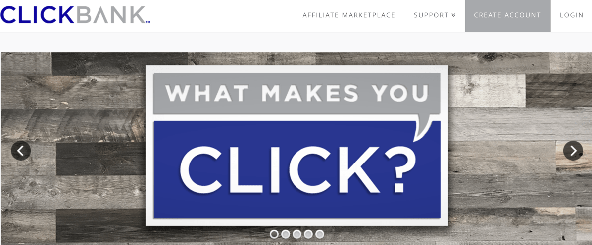 Page d'accueil de ClickBank