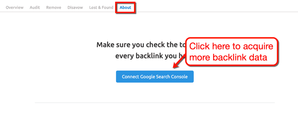 Backlink Audit Tool Stellen Sie eine Verbindung zur Google Search Console her