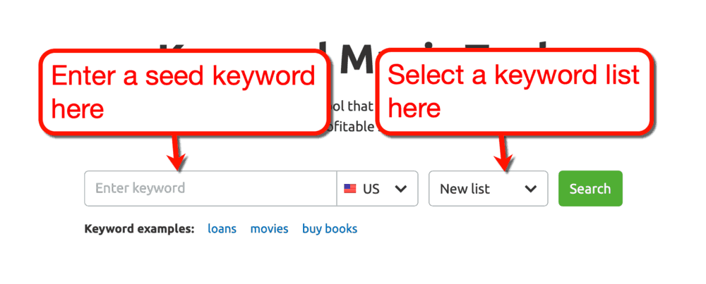 Narzędzie Keyword Magic Rozpocznij wyszukiwanie