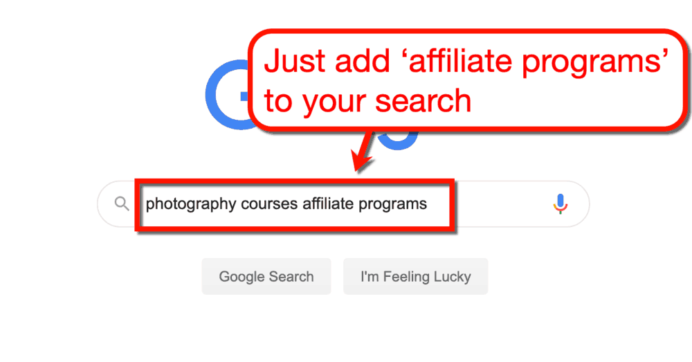 Programmes d'affiliation Google Search Photography
