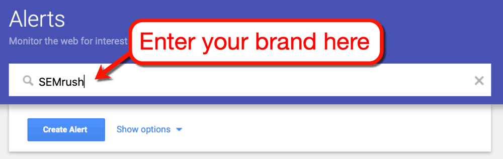 Alerty Google wpisz markę
