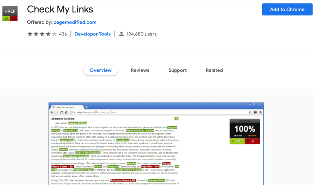 Vérifier l'extension Chrome My Links