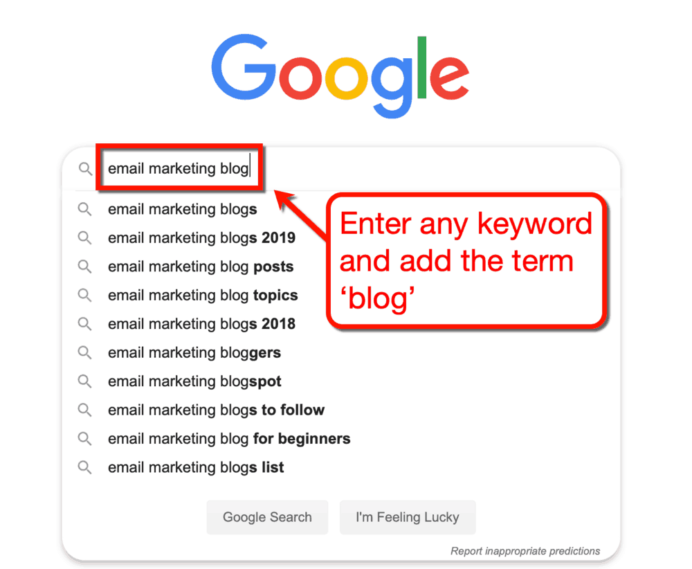 مدونة Google Search Email Marketing
