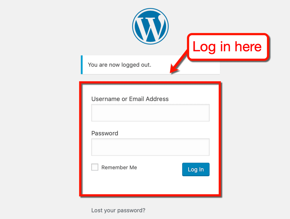 Page de connexion WordPress