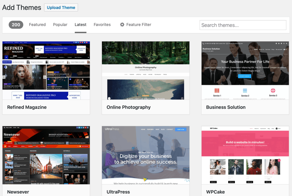 Bibliothèque de thèmes WordPress