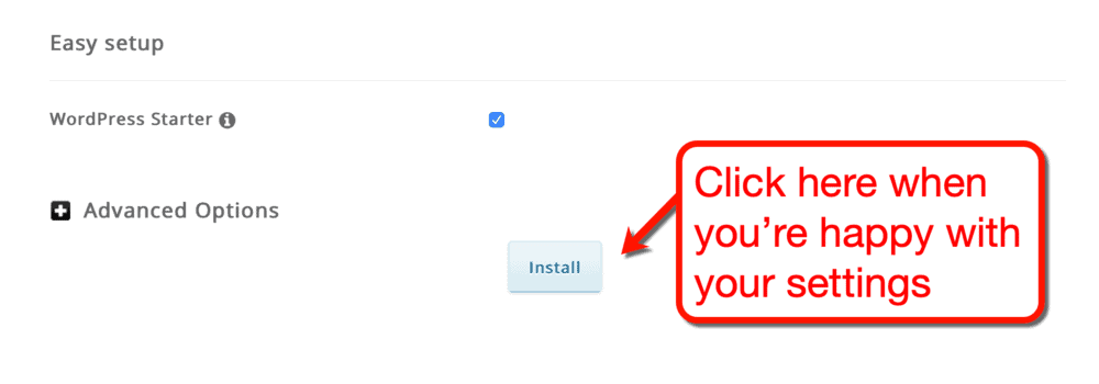 Bouton d'installation de SiteGround WordPress
