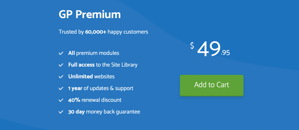 Preços do GeneratePress Premium