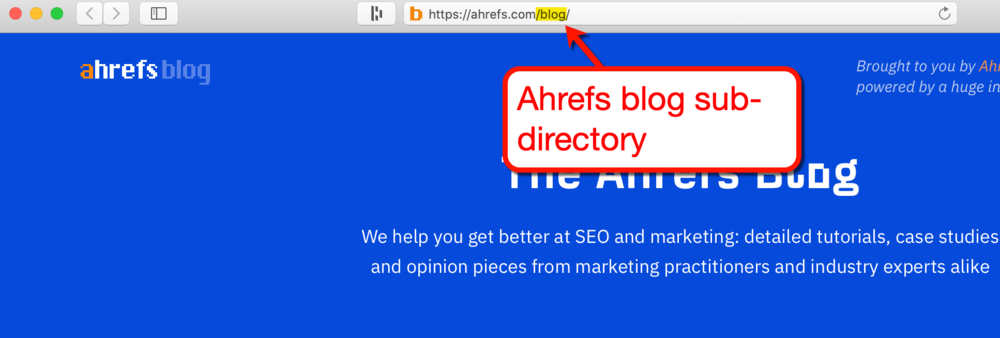 Sottodirectory del blog WordPress di Ahrefs