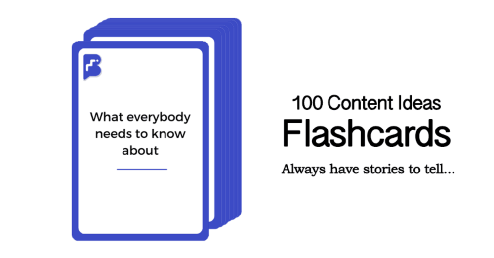Cartões Flash de ideias de conteúdo para blogs