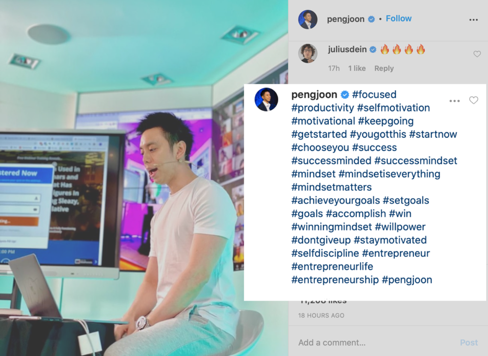 Wie Peng Joon Hashtags hinzufügt