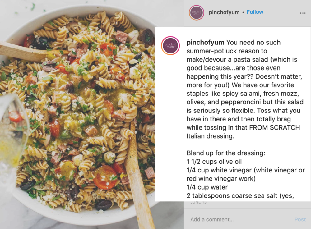Prise Yum Instagram Post