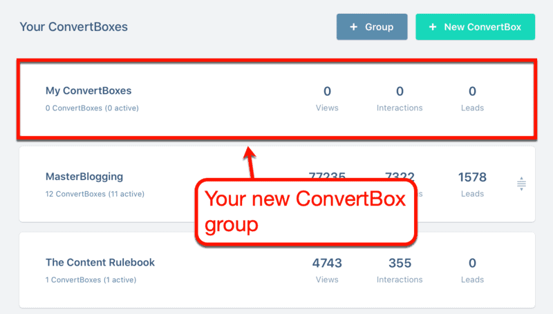 Dashboard ConvertBox Group