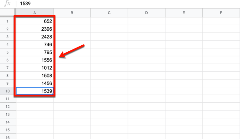 Google Sheets Word Count List