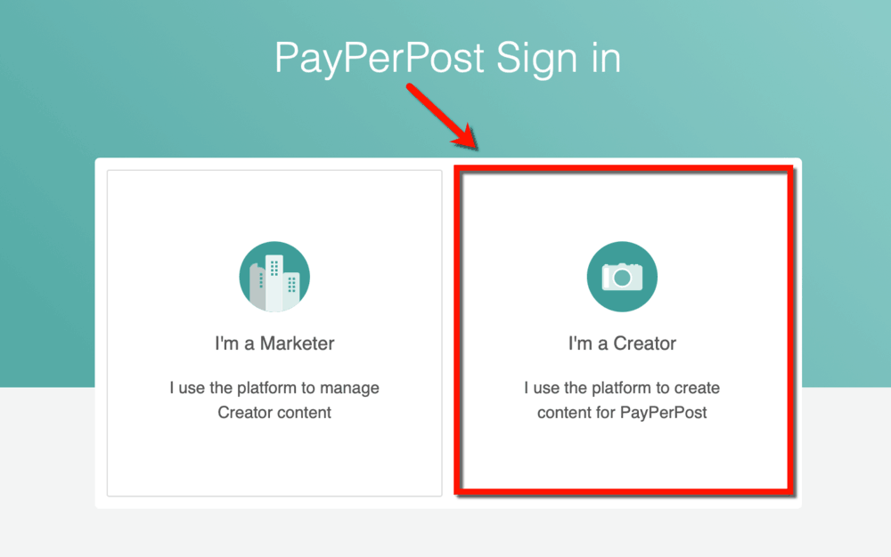 PayPerPost Crear una cuenta de creador