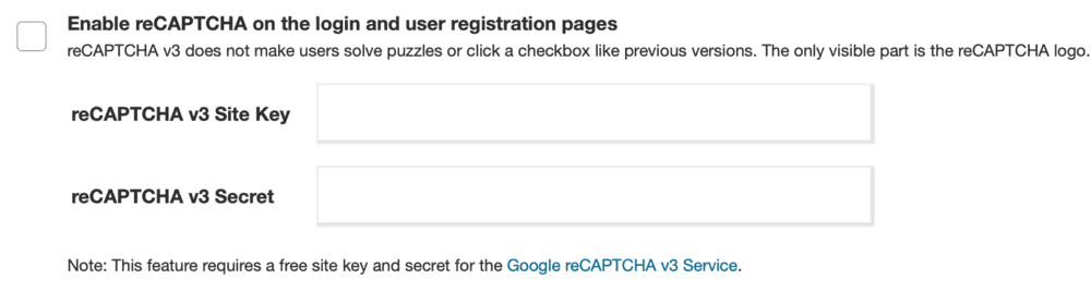 Настройки Wordfence reCAPTCHA