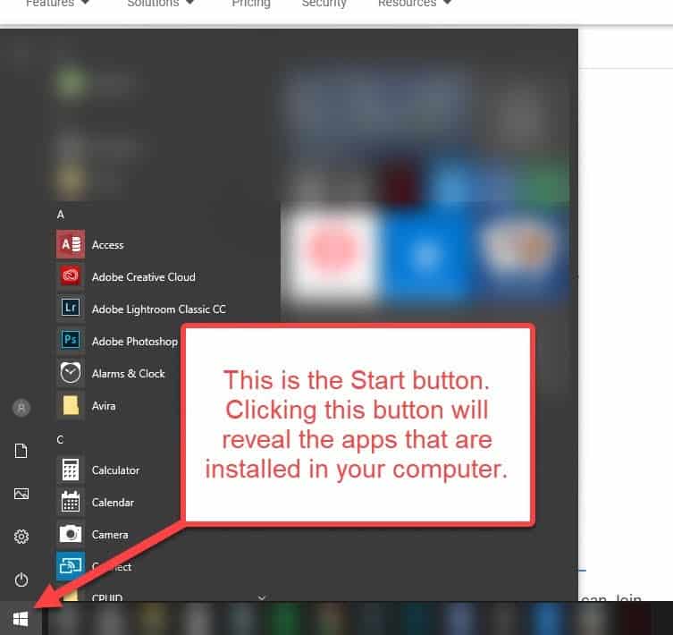 butonul de pornire Microsoft