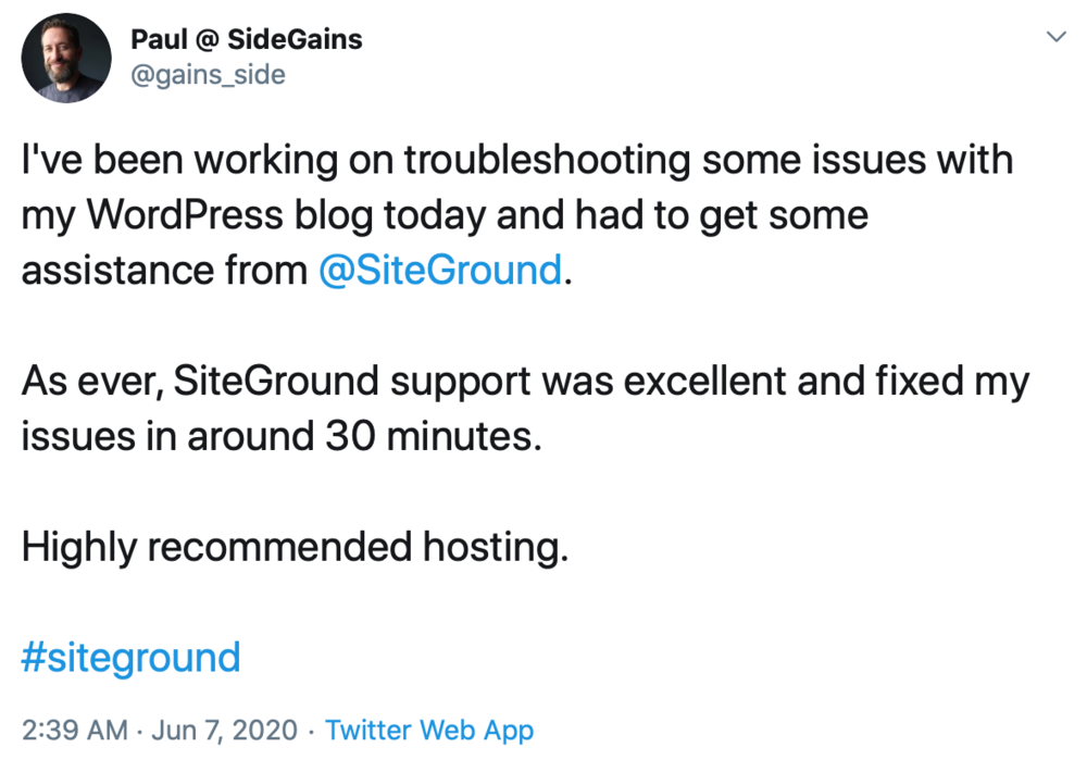 Service client SiteGround