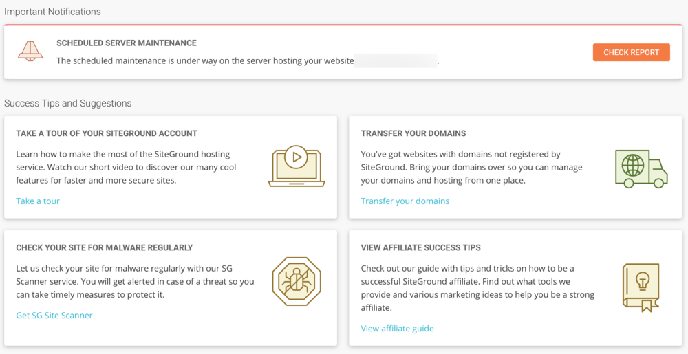 Antarmuka Pengguna SiteGround