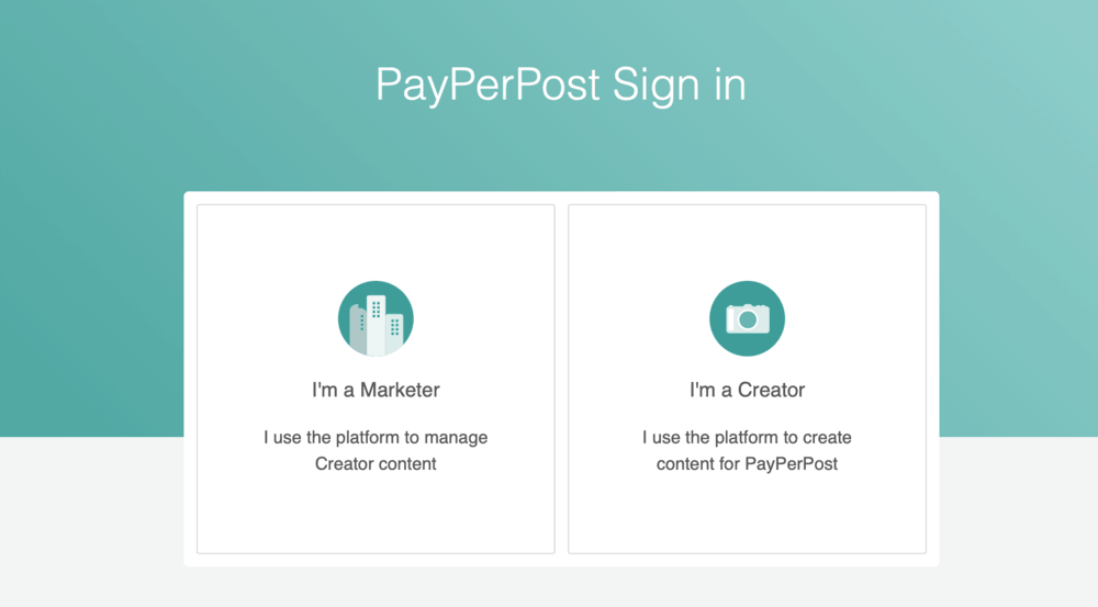صفحة تسجيل الدخول إلى PayPerPost