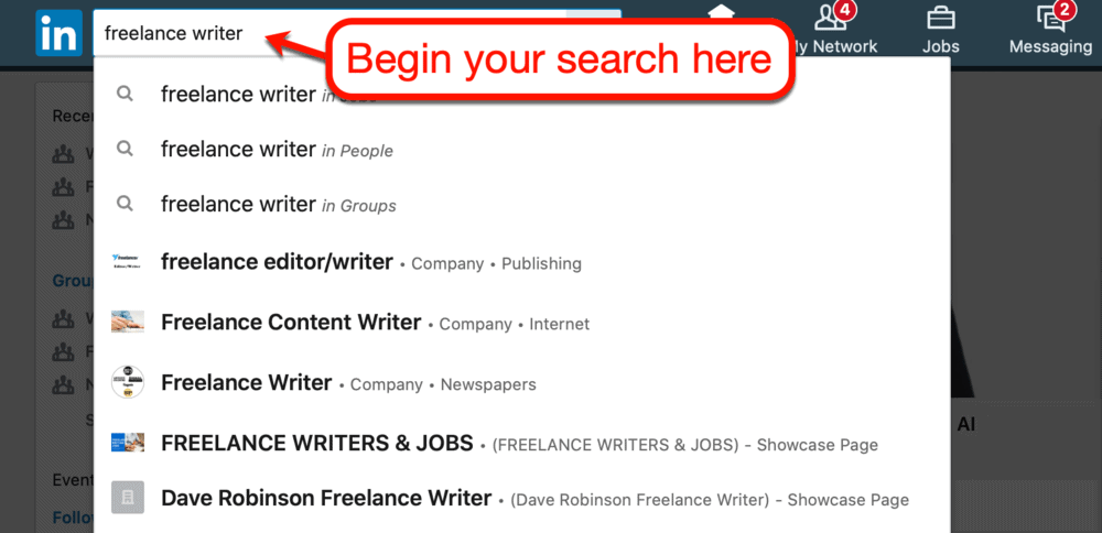 ค้นหา freelancers บน LinkedIn