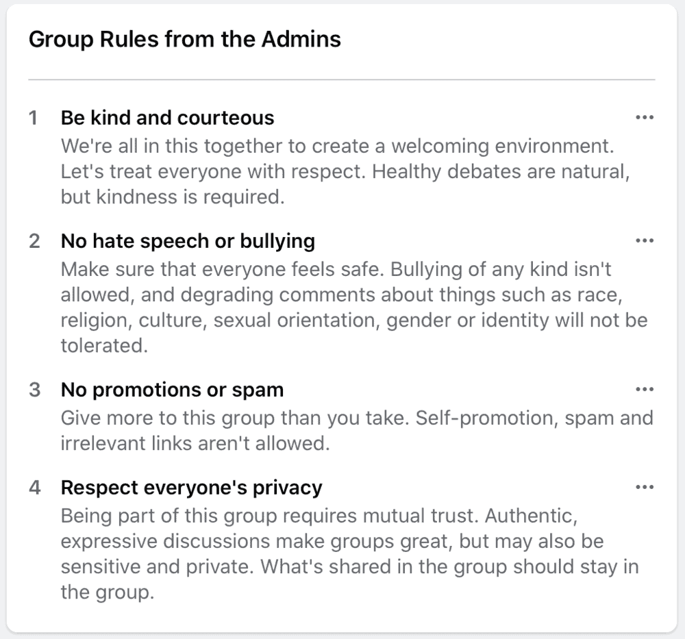 قواعد مجموعة الفيسبوك