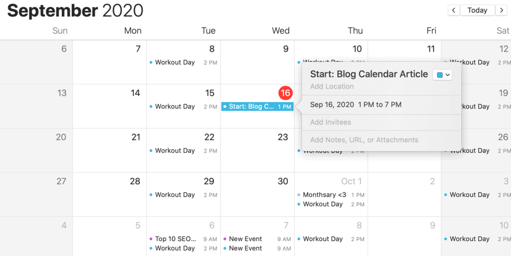 aplicativo de calendário padrão do macOS