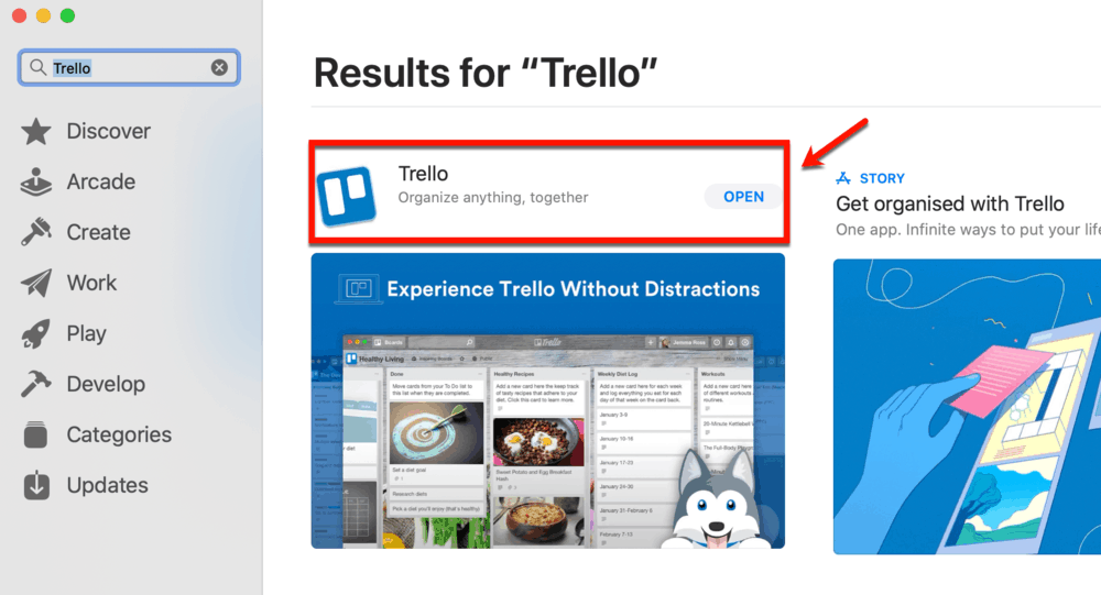 Apple 앱 스토어의 Trello