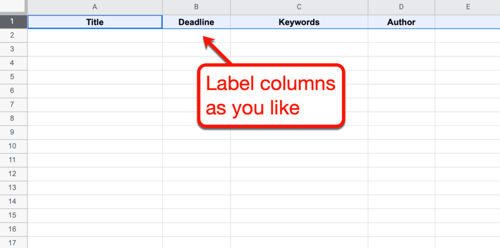 Étiqueter les colonnes dans Google Sheets