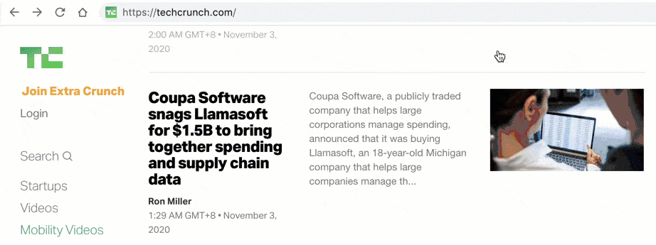 URL do feed RSS do TechCrunch