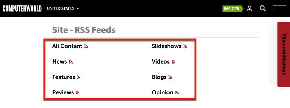 Feeds RSS do Computer World