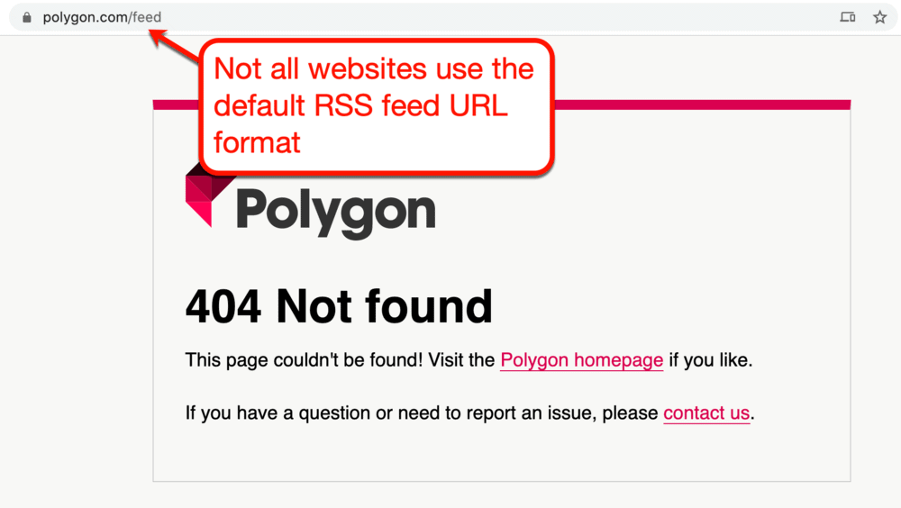 Link RSS diverso per Polygon