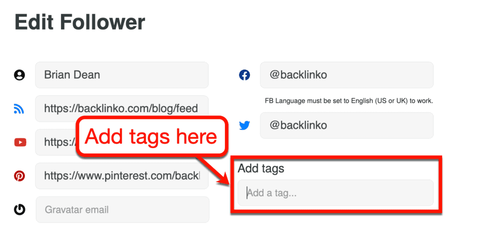 Adicionando tags ao WatcherSpy Follower