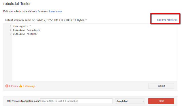 GSC: ver robots.txt en vivo